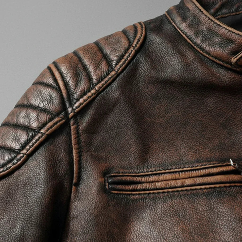 Men’s leather jacket – Structured fit with quilted shoulders - J&B; - 8 - London-stylehouse.com