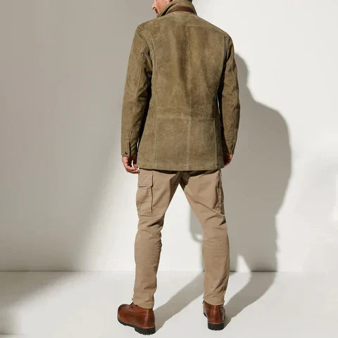 Men’s utility-style jacket with a contrasting collar - J&B; - 3 - London-stylehouse.com