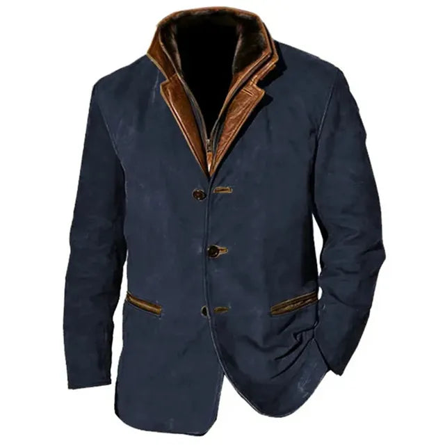 Men’s utility-style jacket with a contrasting collar - J&B; - 5 - London-stylehouse.com