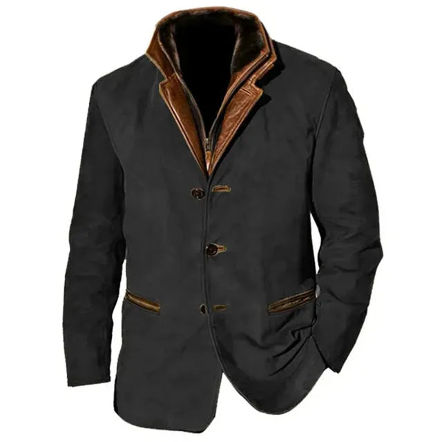 Men’s utility-style jacket with a contrasting collar - J&B; - 6 - London-stylehouse.com