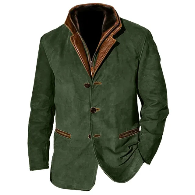Men’s utility-style jacket with a contrasting collar - J&B; - 7 - London-stylehouse.com