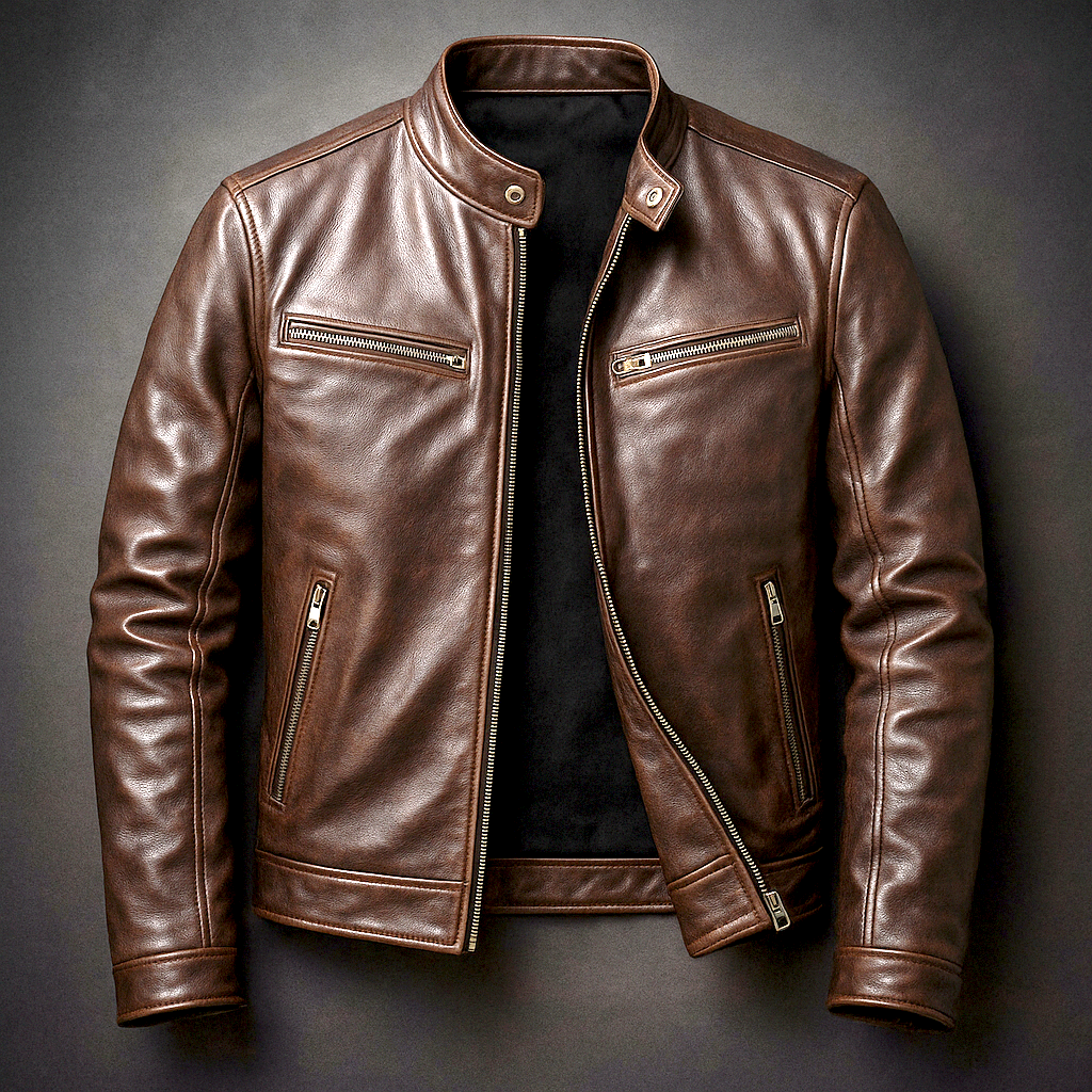 Men’s leather jacket – Classic fit with a textured look - J&B; - 1 - London-stylehouse.com