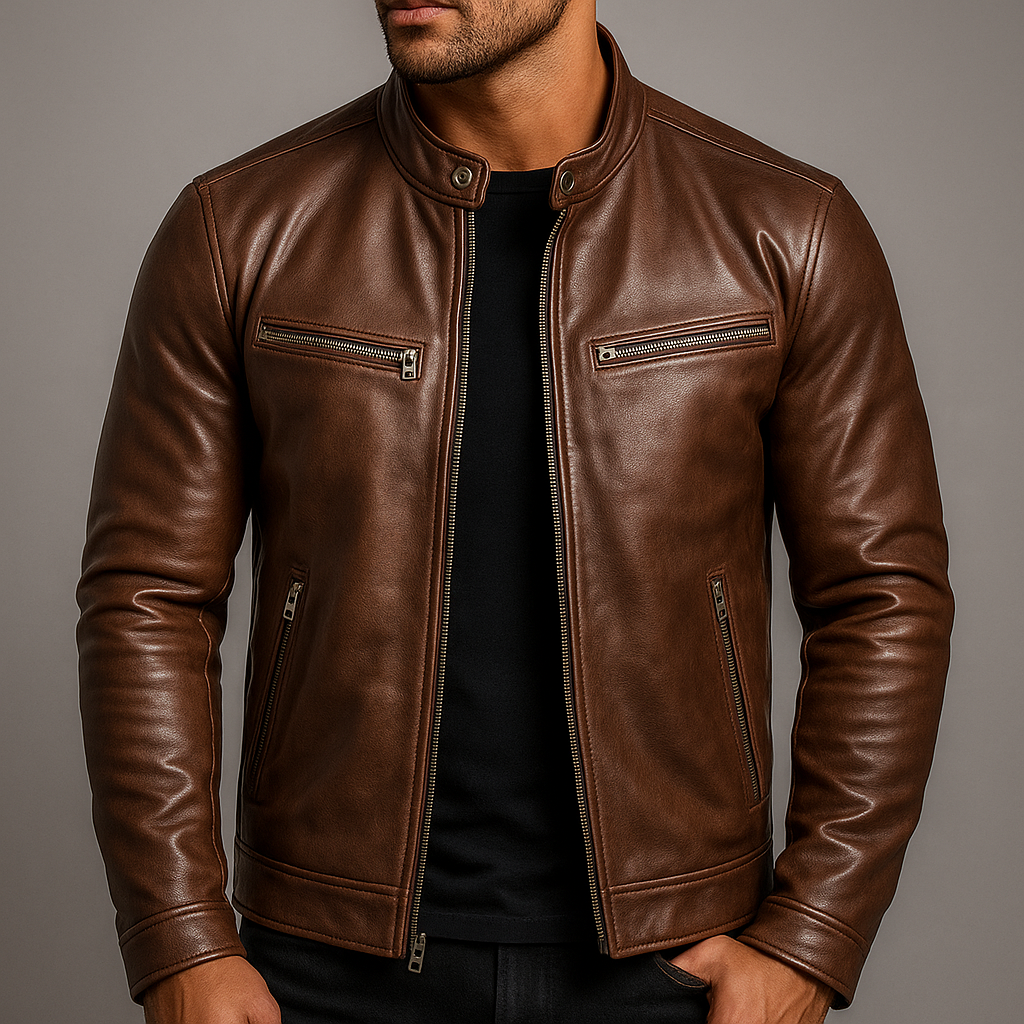 Men’s leather jacket – Classic fit with a textured look - J&B; - 6 - London-stylehouse.com