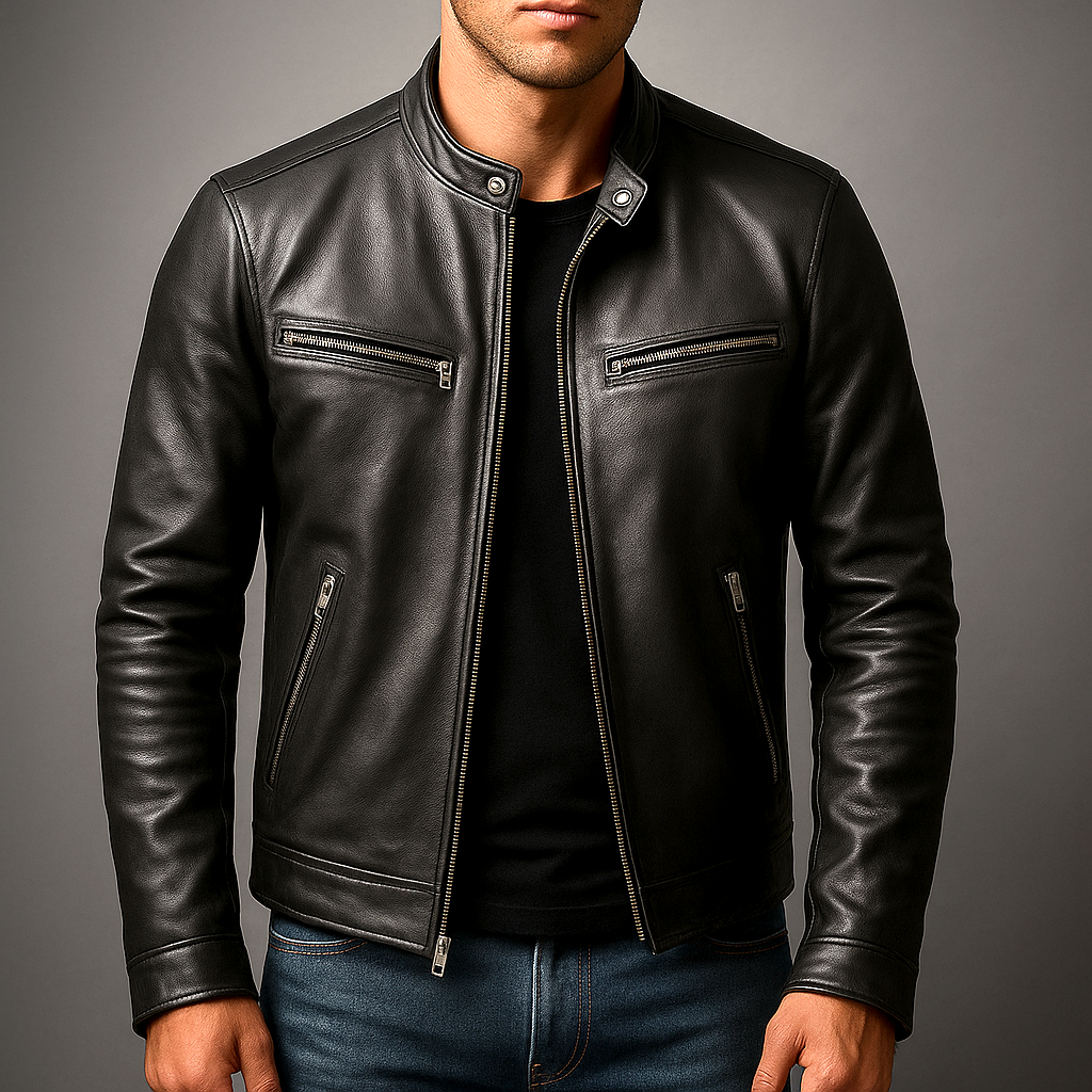 Men’s leather jacket – Classic fit with a textured look - J&B; - 7 - London-stylehouse.com
