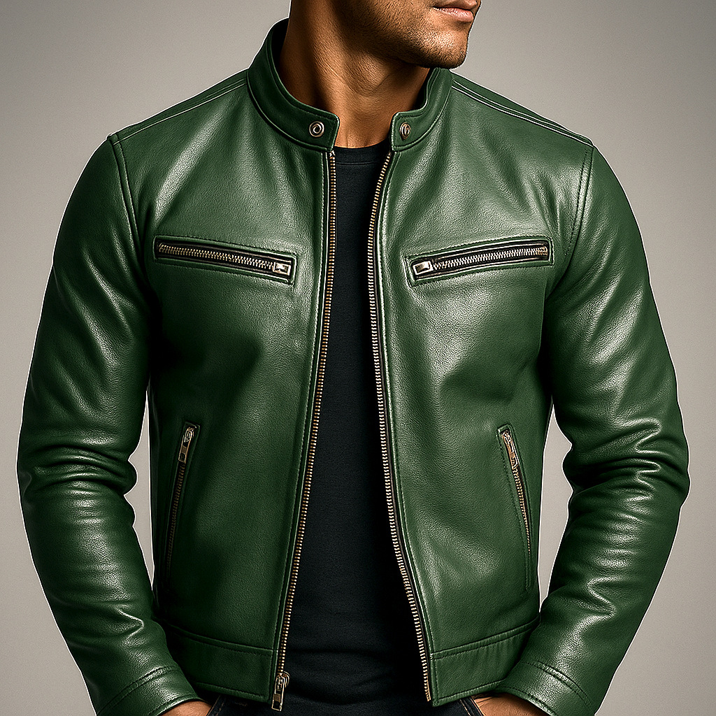 Men’s leather jacket – Classic fit with a textured look - J&B; - 8 - London-stylehouse.com