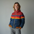 Women’s quilted jacket with a colourful striped pattern and zip fastening - J&B; - 1 - London-stylehouse.com