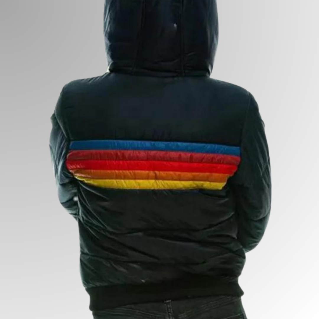Women’s quilted jacket with a colourful striped pattern and zip fastening - J&B; - 5 - London-stylehouse.com