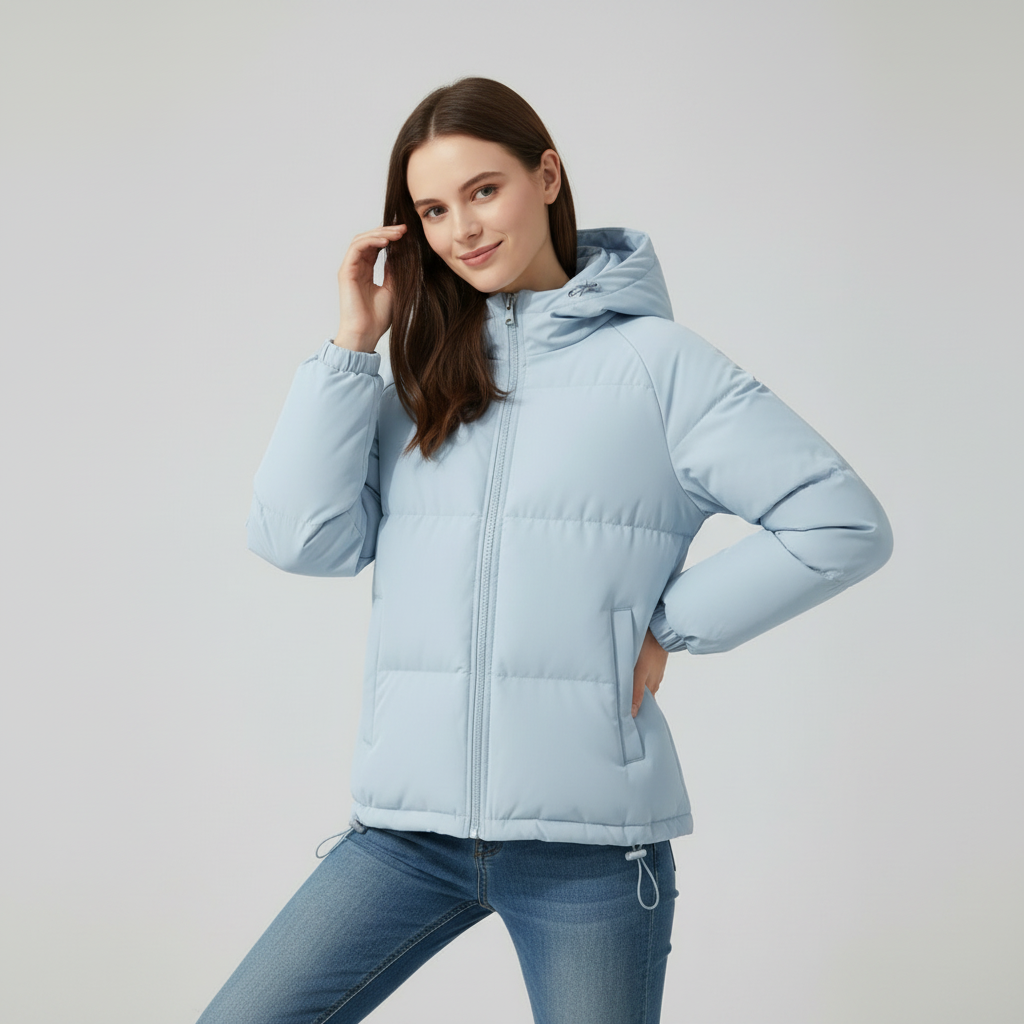 Women’s quilted jacket with hood and zip - J&B; - 5 - London-stylehouse.com