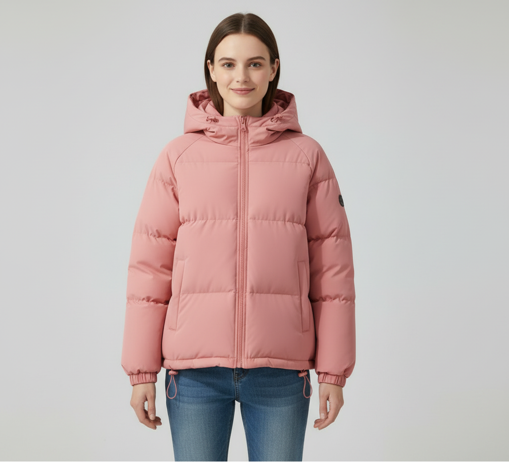 Women’s quilted jacket with hood and zip - J&B; - 7 - London-stylehouse.com