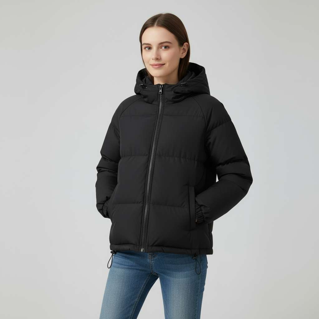 Women’s quilted jacket with hood and zip - J&B; - 11 - London-stylehouse.com
