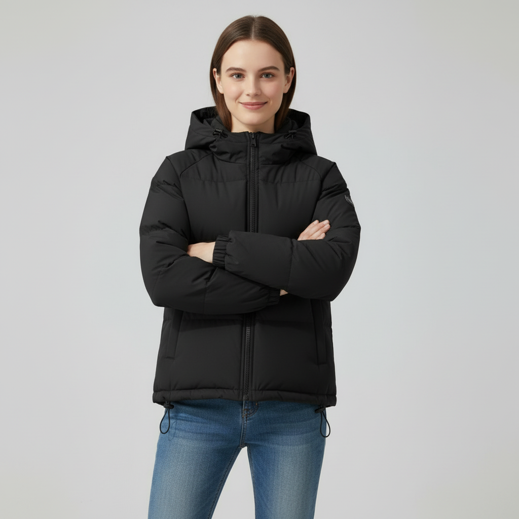 Women’s quilted jacket with hood and zip - J&B; - 13 - London-stylehouse.com