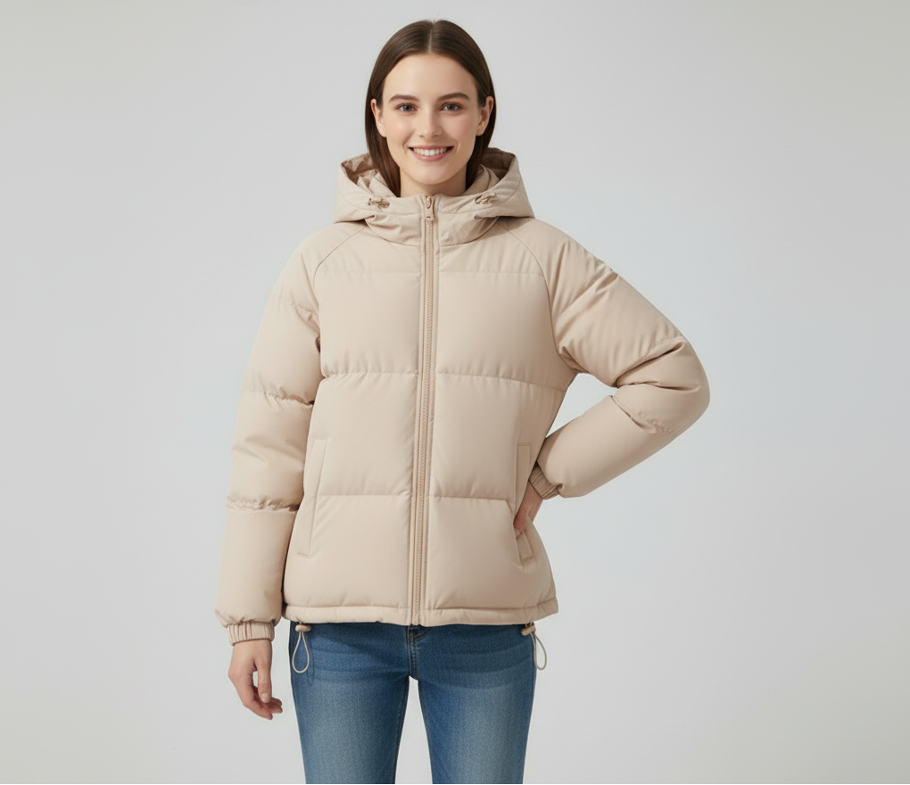 Women’s quilted jacket with hood and zip - J&B; - 16 - London-stylehouse.com