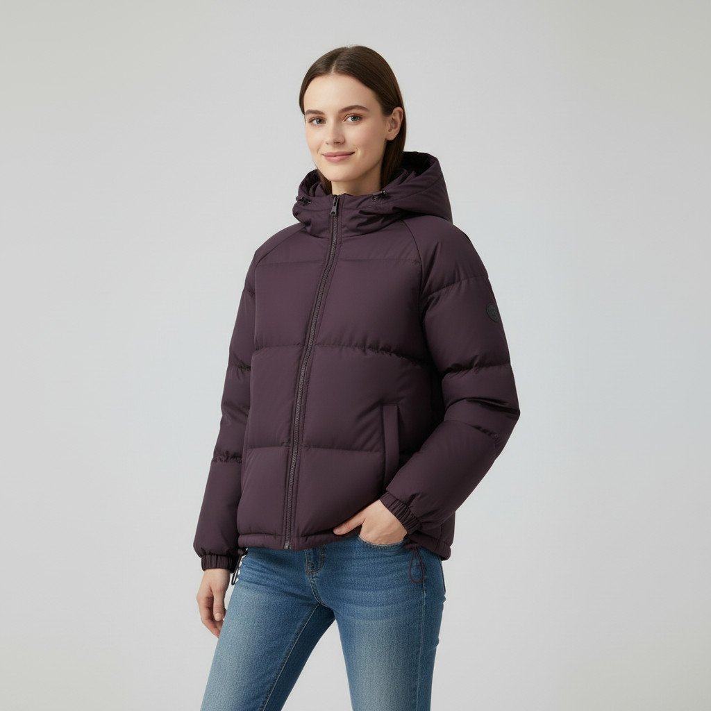 Women’s quilted jacket with hood and zip - J&B; - 17 - London-stylehouse.com
