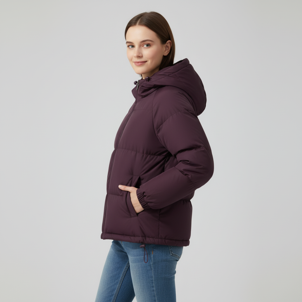 Women’s quilted jacket with hood and zip - J&B; - 19 - London-stylehouse.com