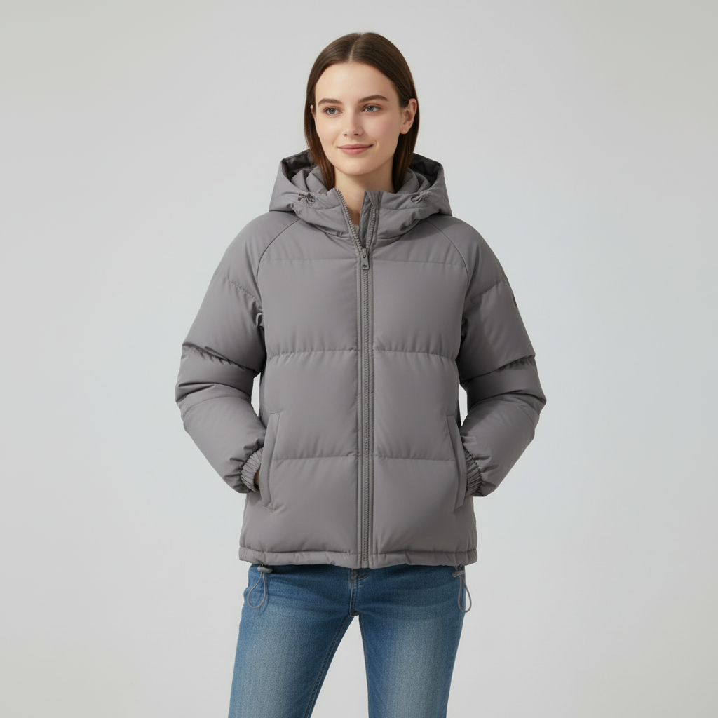 Women’s quilted jacket with hood and zip - J&B; - 20 - London-stylehouse.com