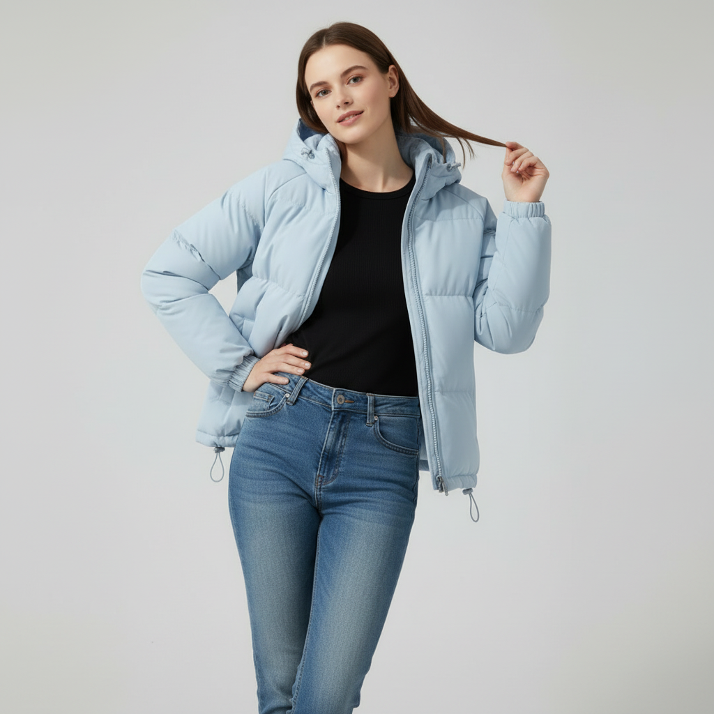 Women’s quilted jacket with hood and zip - J&B; - 27 - London-stylehouse.com