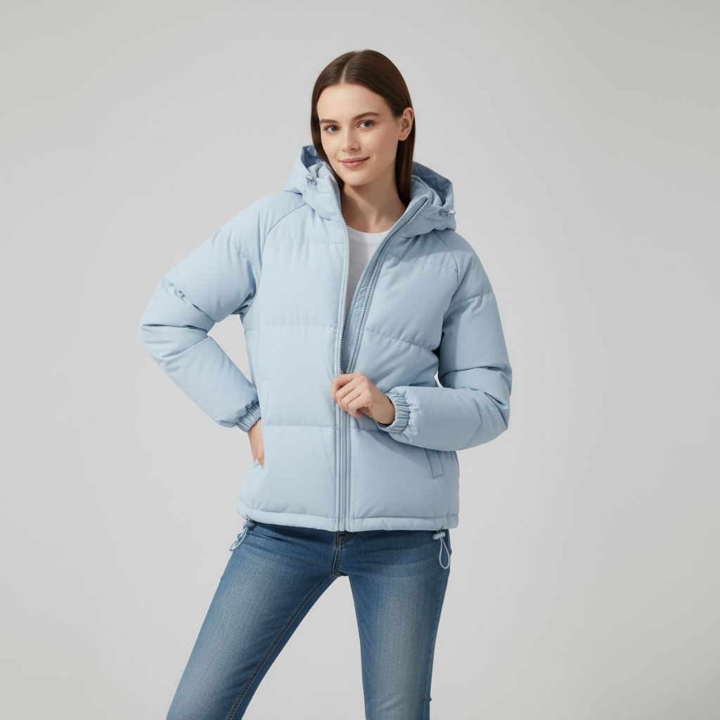 Women’s quilted jacket with hood and zip - J&B; - 28 - London-stylehouse.com