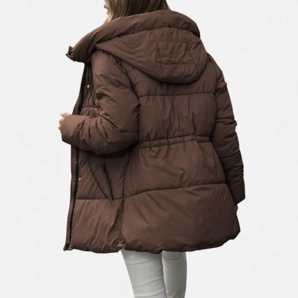 Women’s long down jacket with hood and adjustable drawstring - J&B; - 10 - London-stylehouse.com