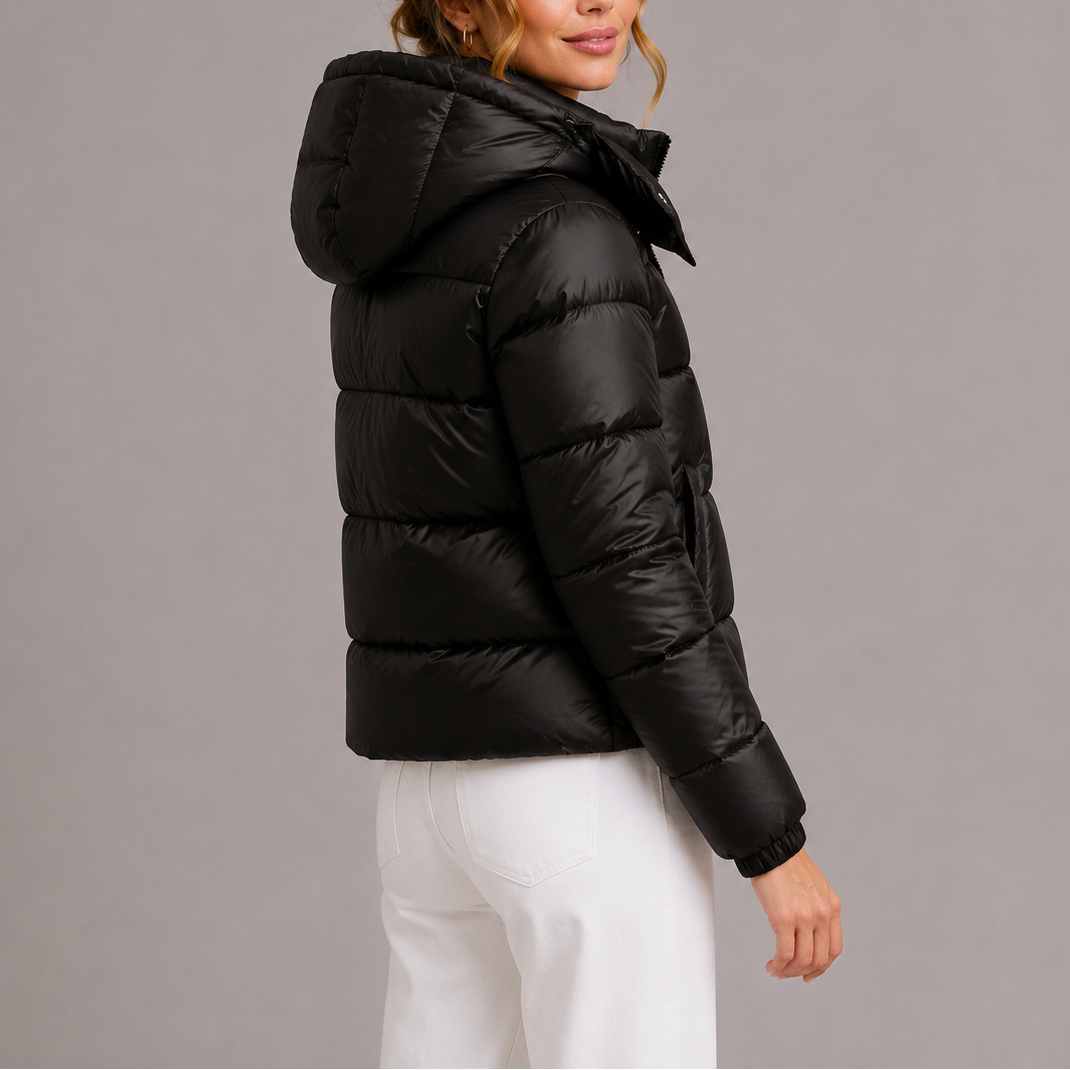 Women’s hooded down jacket with zip - J&B; - 4 - London-stylehouse.com