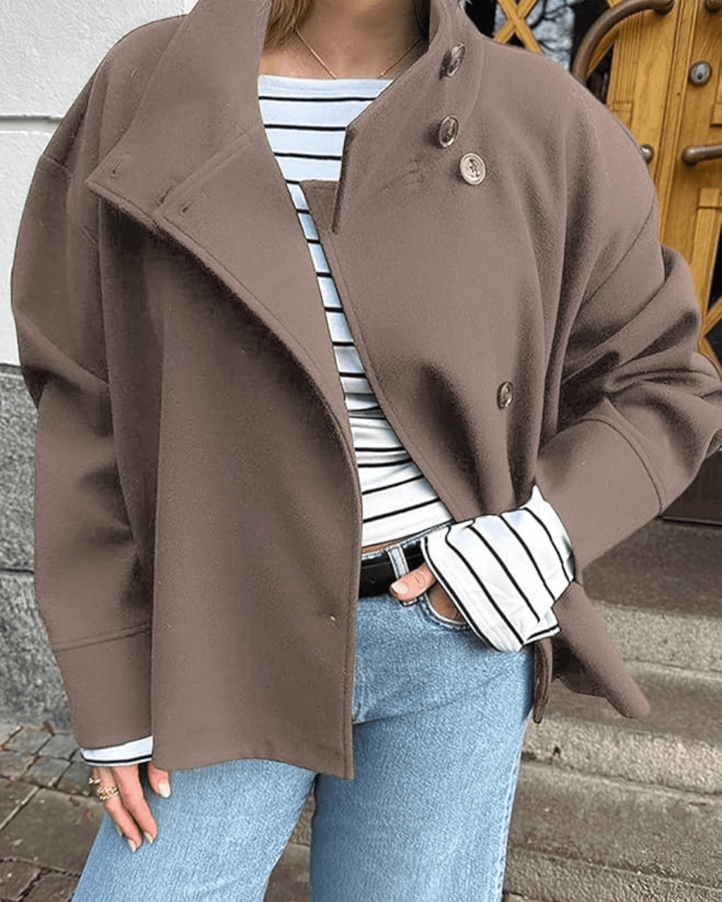 Women’s jacket with a high collar and a loose fit - J&B; - 5 - London-stylehouse.com