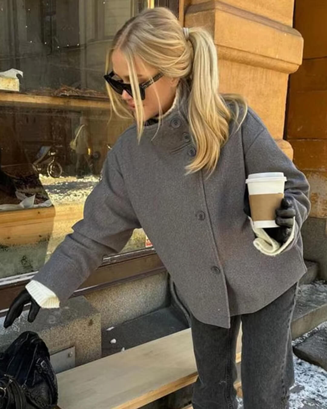Women’s jacket with a high collar and a loose fit - J&B; - 8 - London-stylehouse.com