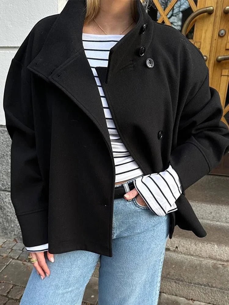 Women’s jacket with a high collar and a loose fit - J&B; - 12 - London-stylehouse.com