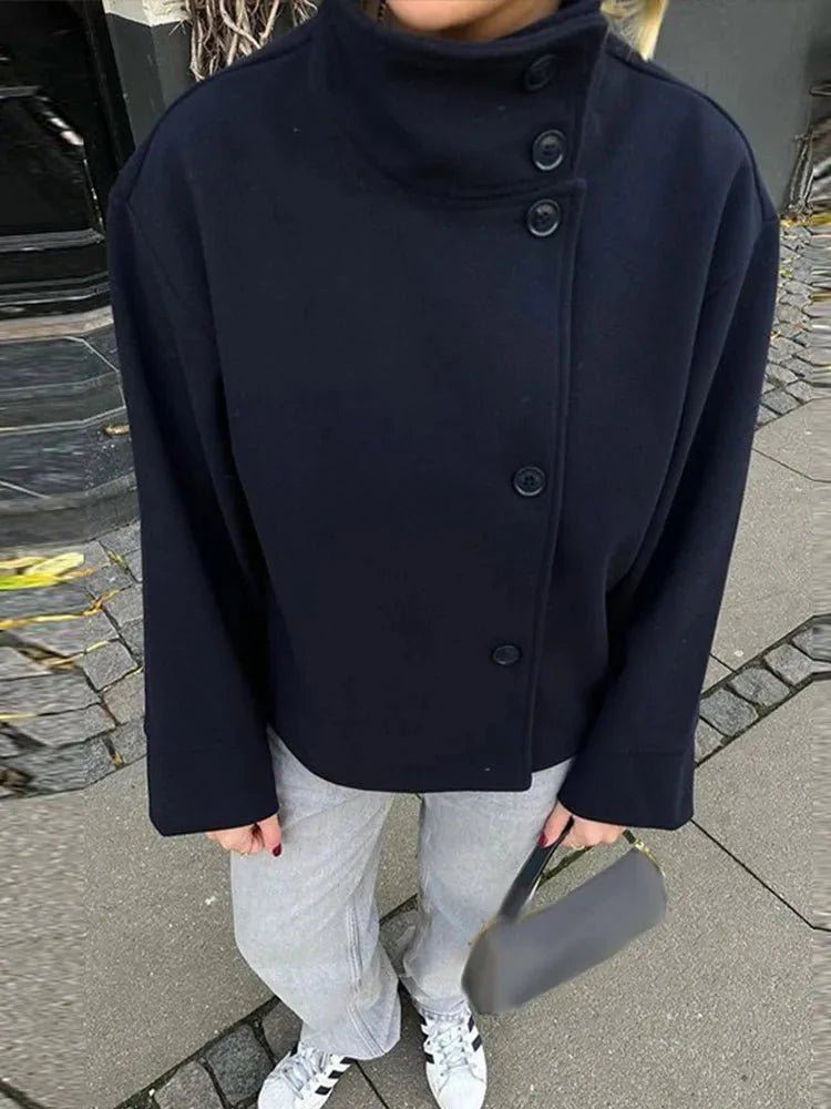 Women’s jacket with a high collar and a loose fit - J&B; - 13 - London-stylehouse.com