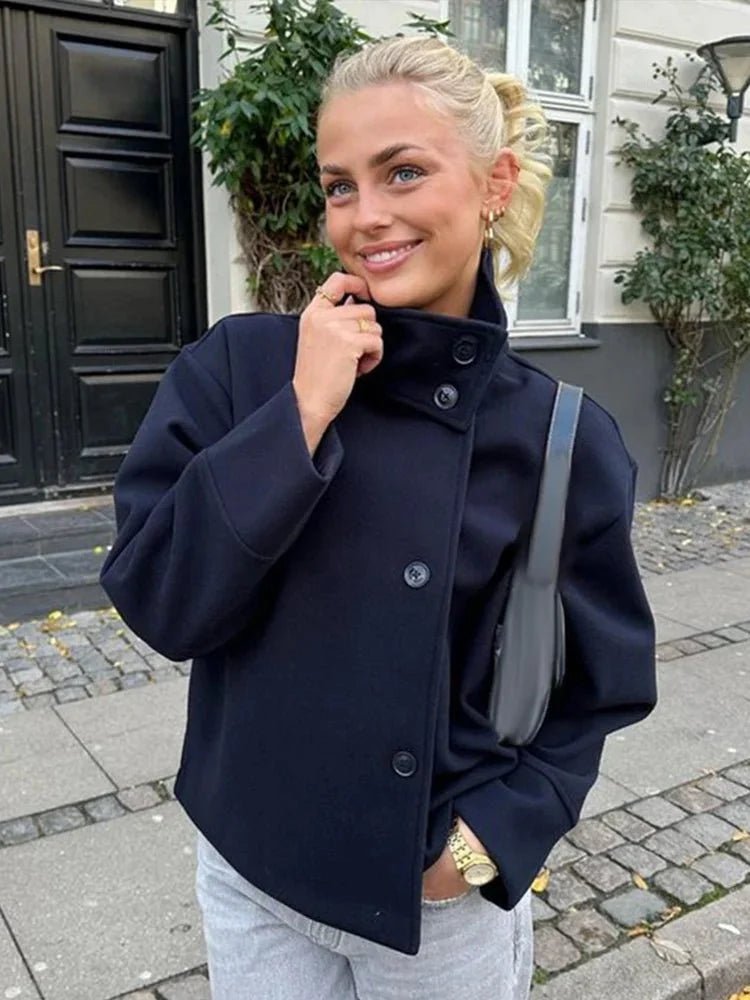 Women’s jacket with a high collar and a loose fit - J&B; - 15 - London-stylehouse.com