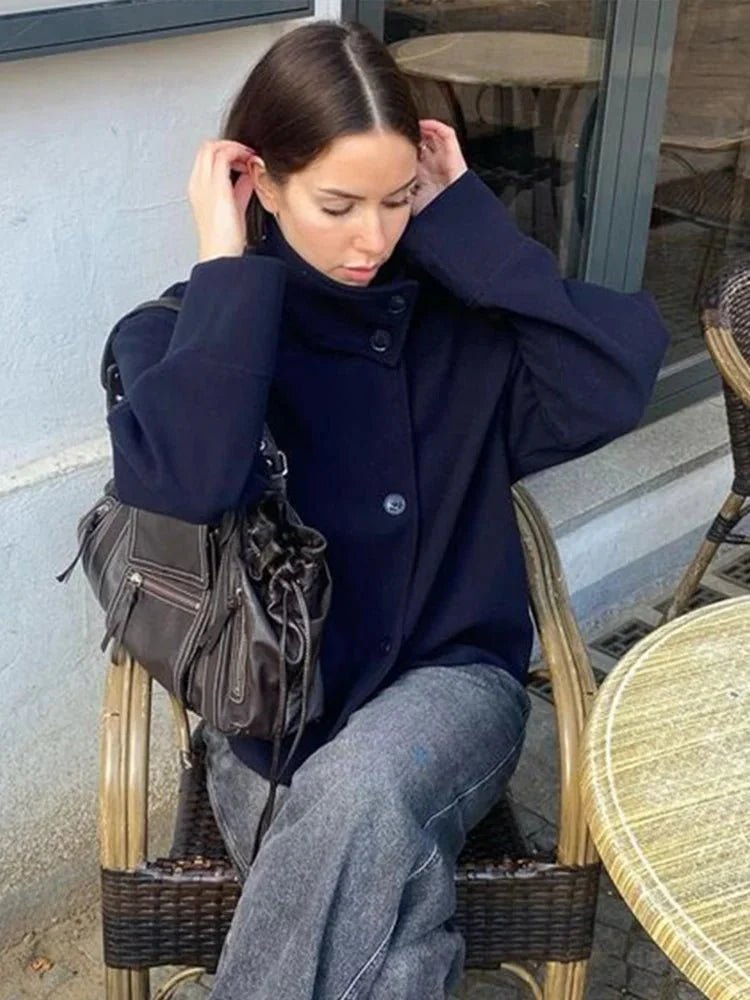 Women’s jacket with a high collar and a loose fit - J&B; - 16 - London-stylehouse.com