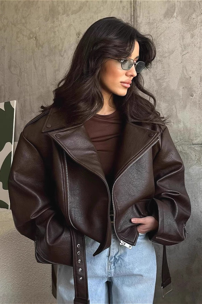 Women’s bomber jacket with belt and oversized fit - J&B; - 1 - London-stylehouse.com