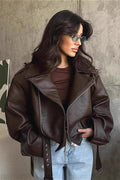 Women’s bomber jacket with belt and oversized fit - J&B; - 1 - London-stylehouse.com