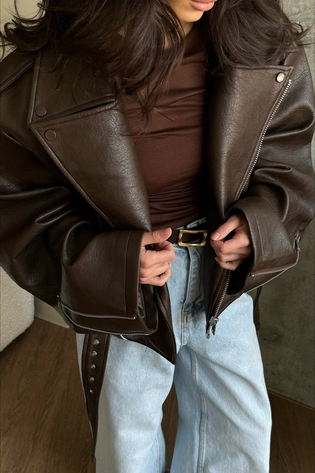 Women’s bomber jacket with belt and oversized fit - J&B; - 2 - London-stylehouse.com