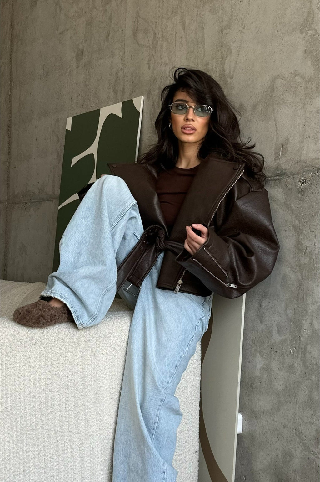 Women’s bomber jacket with belt and oversized fit - J&B; - 4 - London-stylehouse.com