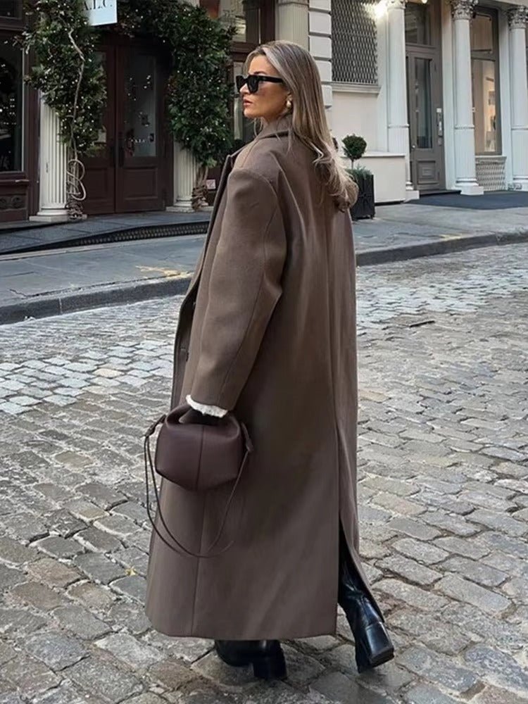 Long women’s jacket with a loose fit and wide lapels - J&B; - 5 - London-stylehouse.com