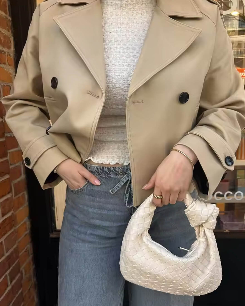 Short women’s jacket with a double-breasted design and belt - J&B; - 4 - London-stylehouse.com