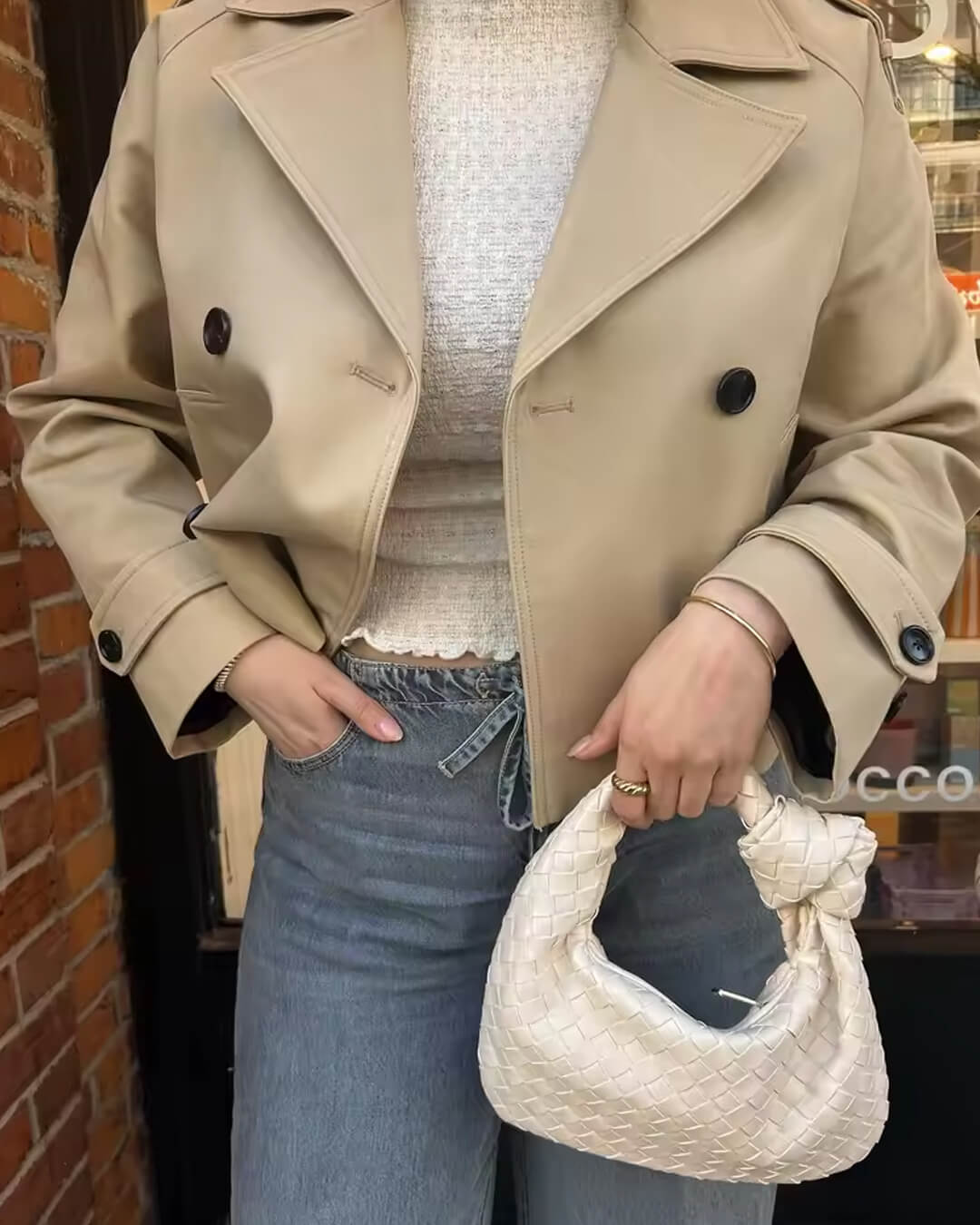 Short women’s jacket with a double-breasted design and belt - J&B; - 4 - London-stylehouse.com
