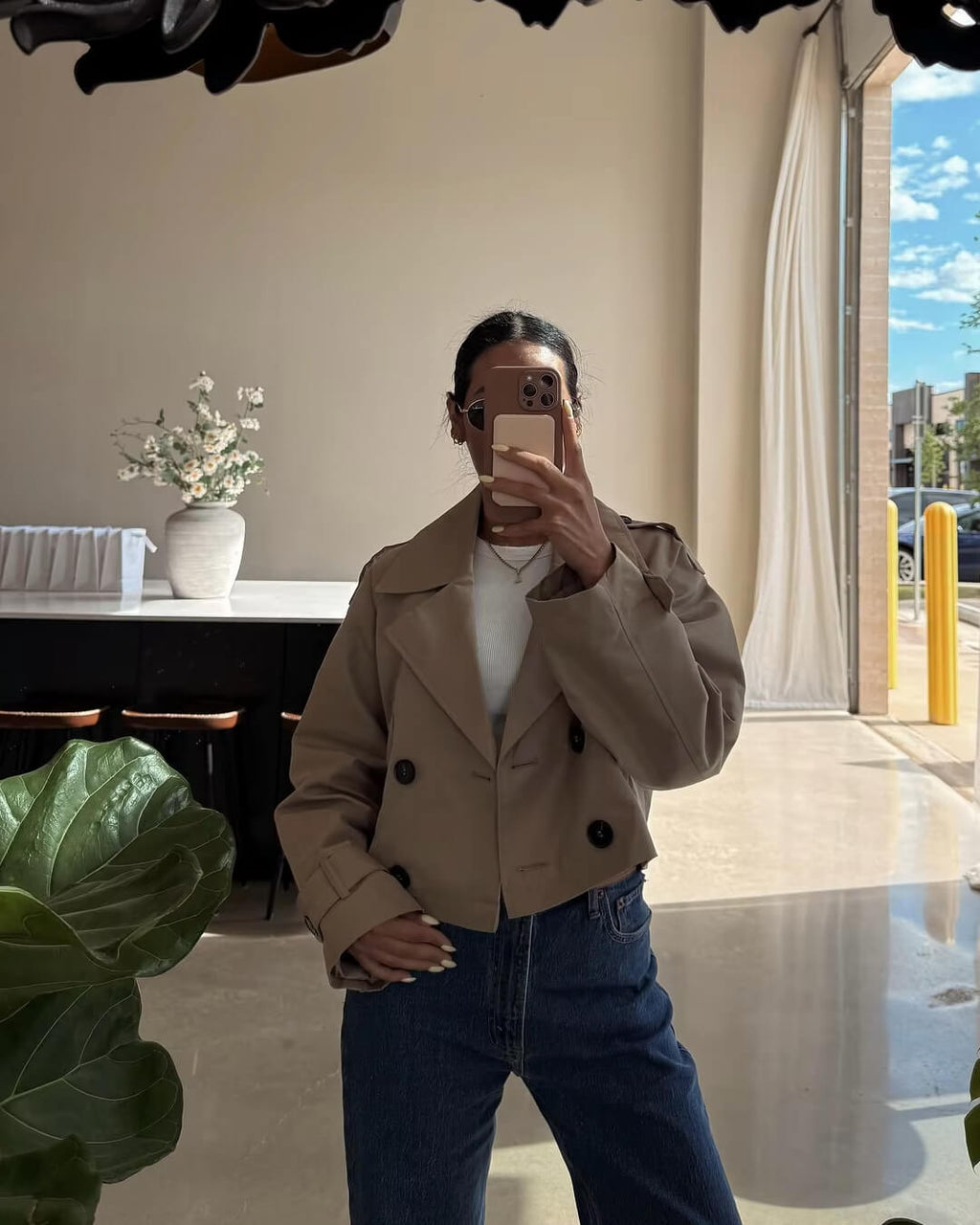 Short women’s jacket with a double-breasted design and belt - J&B; - 5 - London-stylehouse.com