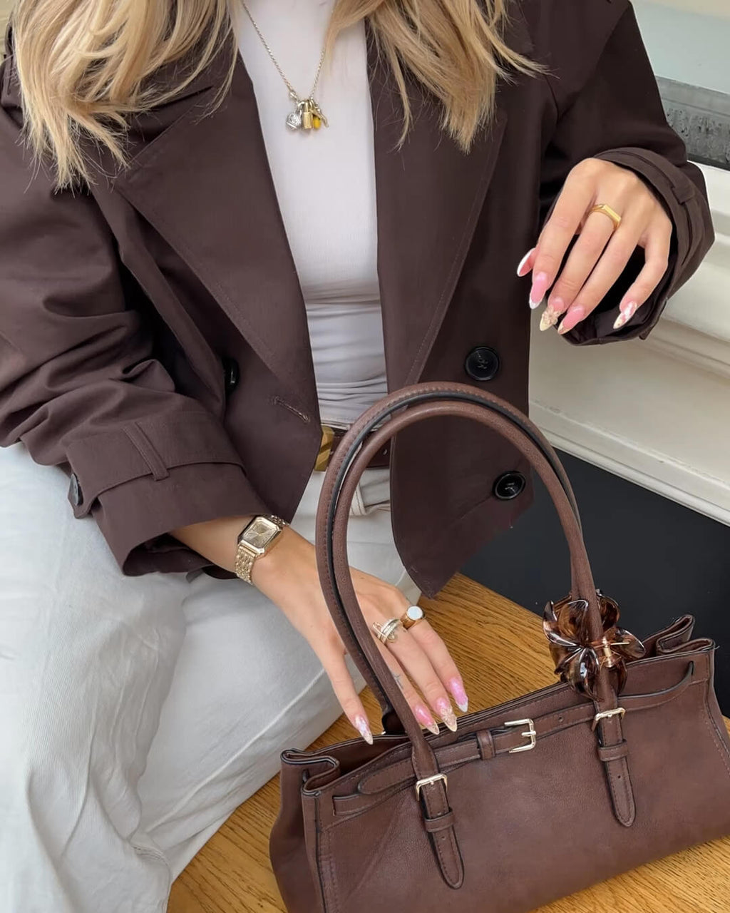 Short women’s jacket with a double-breasted design and belt - J&B; - 8 - London-stylehouse.com