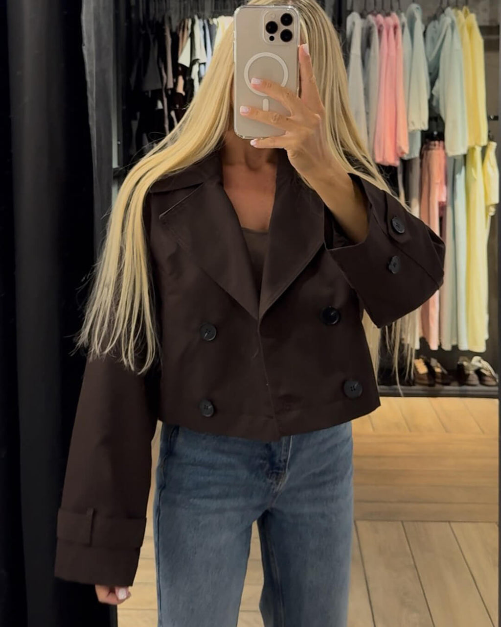 Short women’s jacket with a double-breasted design and belt - J&B; - 9 - London-stylehouse.com