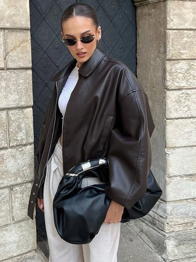 Women’s bomber jacket with belt and oversized fit - J&B; - 4 - London-stylehouse.com