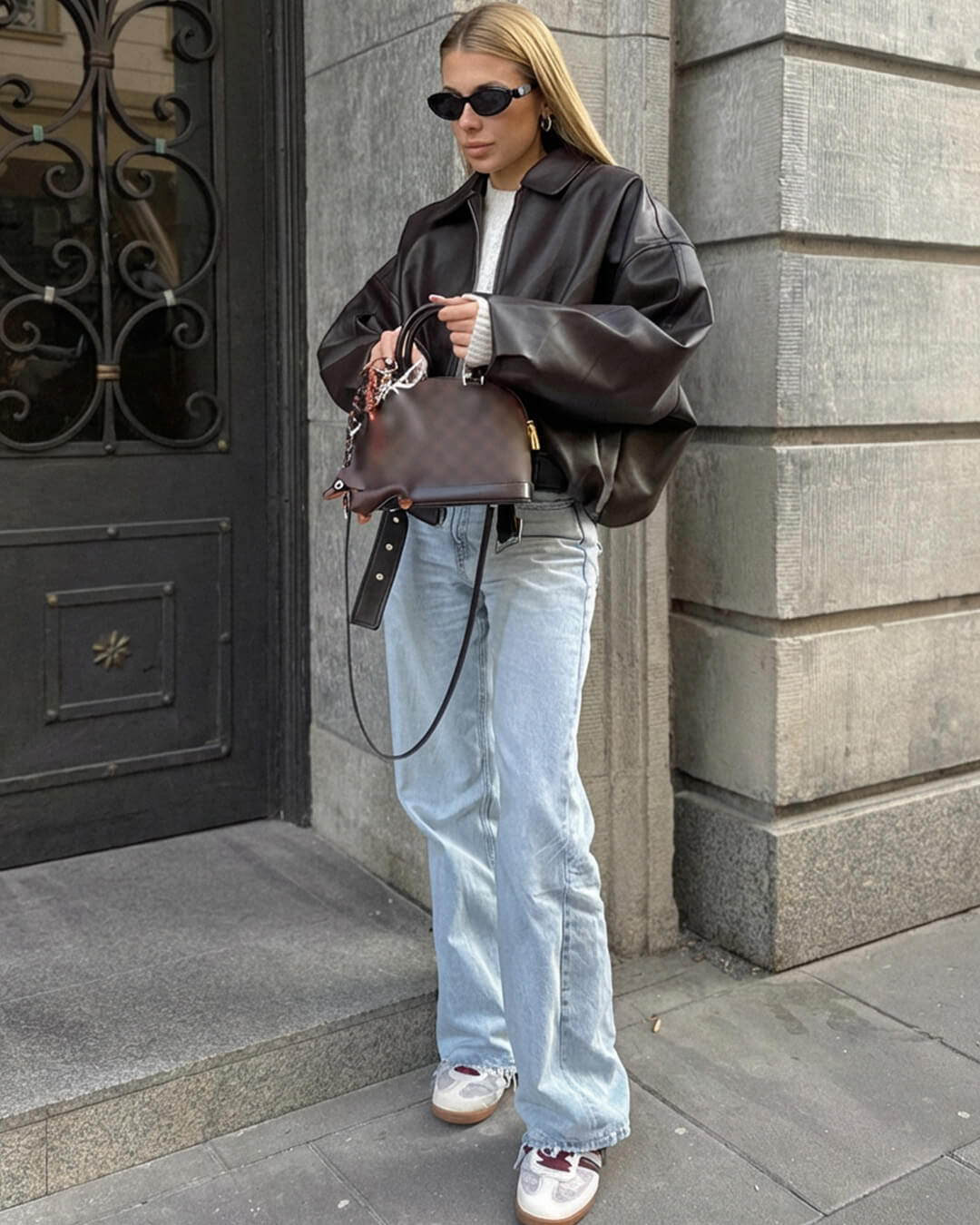 Women’s bomber jacket with belt and oversized fit - J&B; - 5 - London-stylehouse.com