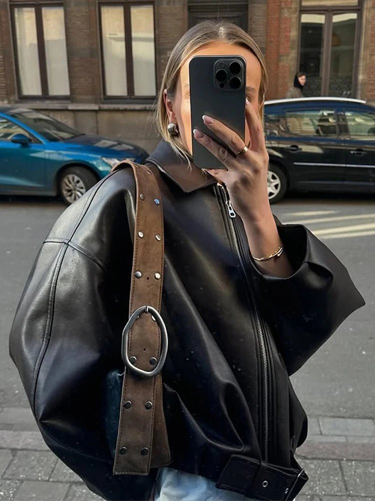 Women’s bomber jacket with belt and oversized fit - J&B; - 10 - London-stylehouse.com