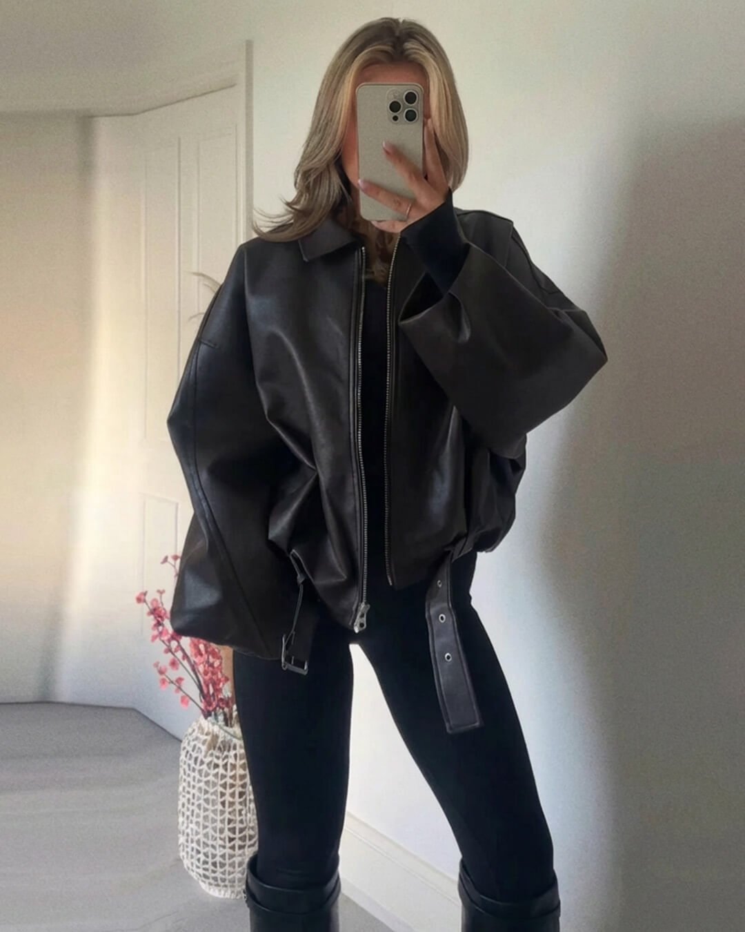 Women’s bomber jacket with belt and oversized fit - J&B; - 12 - London-stylehouse.com