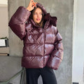 Women’s down jacket, cropped fit, shiny finish - J&B; - 1 - London-stylehouse.com