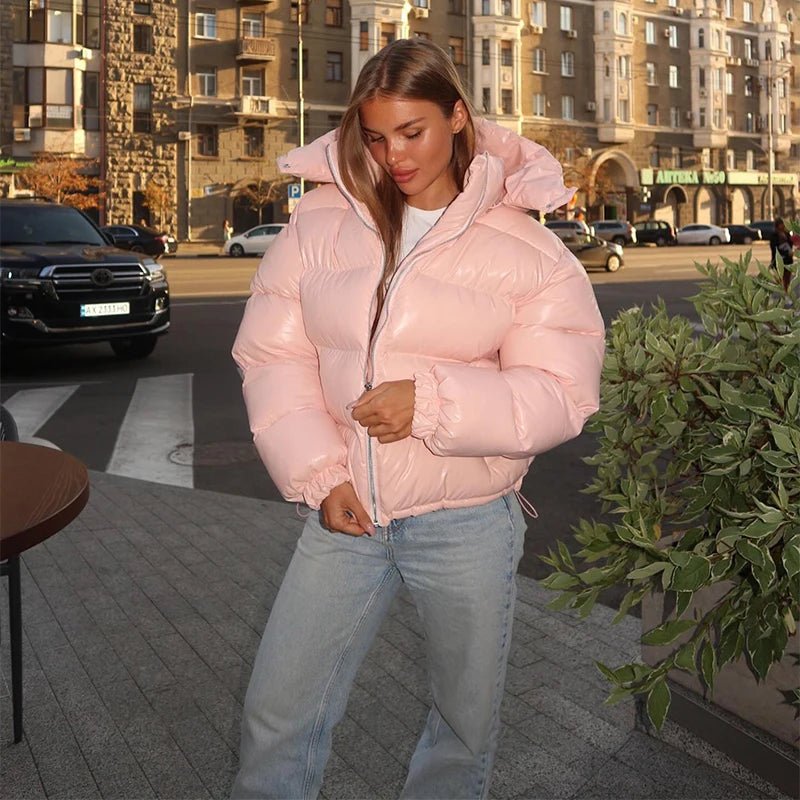 Women’s down jacket, cropped fit, shiny finish - J&B; - 6 - London-stylehouse.com