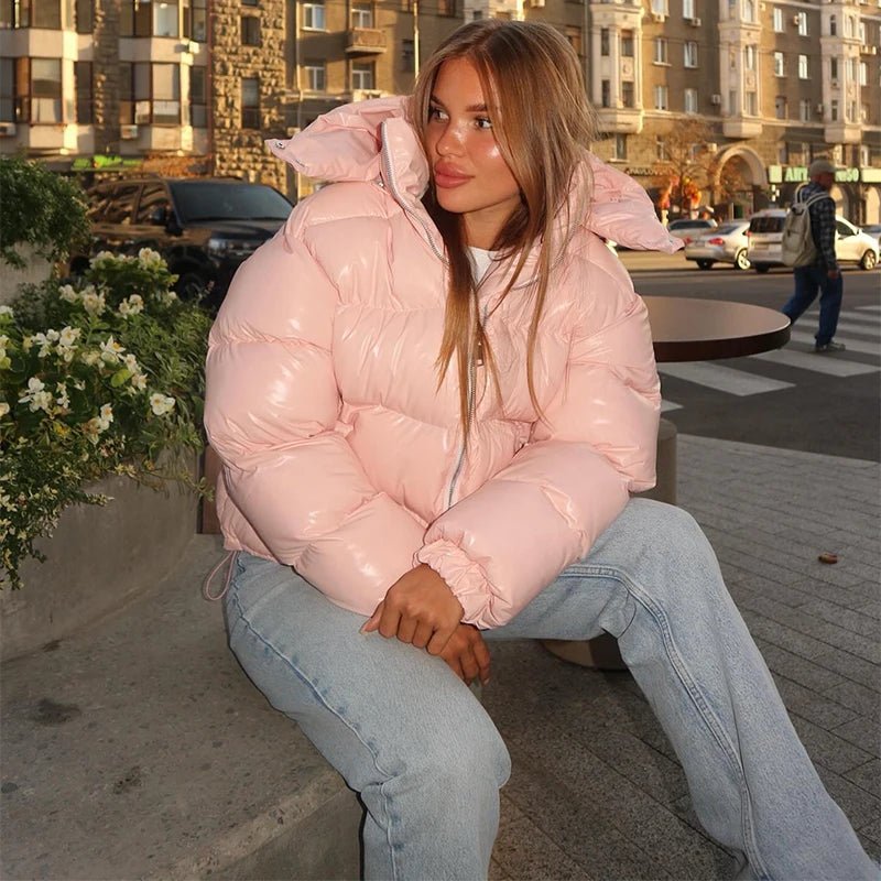 Women’s down jacket, cropped fit, shiny finish - J&B; - 7 - London-stylehouse.com