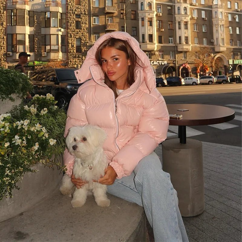 Women’s down jacket, cropped fit, shiny finish - J&B; - 8 - London-stylehouse.com