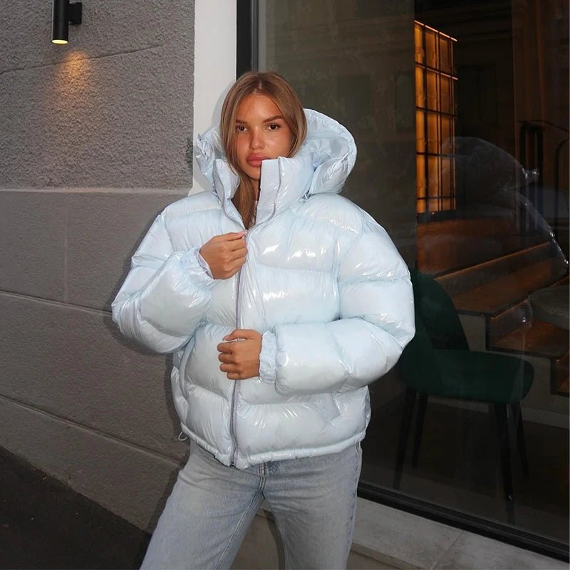Women’s down jacket, cropped fit, shiny finish - J&B; - 9 - London-stylehouse.com