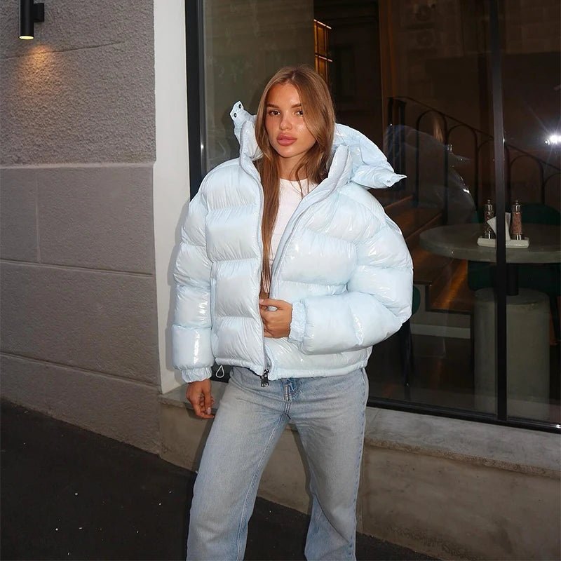 Women’s down jacket, cropped fit, shiny finish - J&B; - 10 - London-stylehouse.com