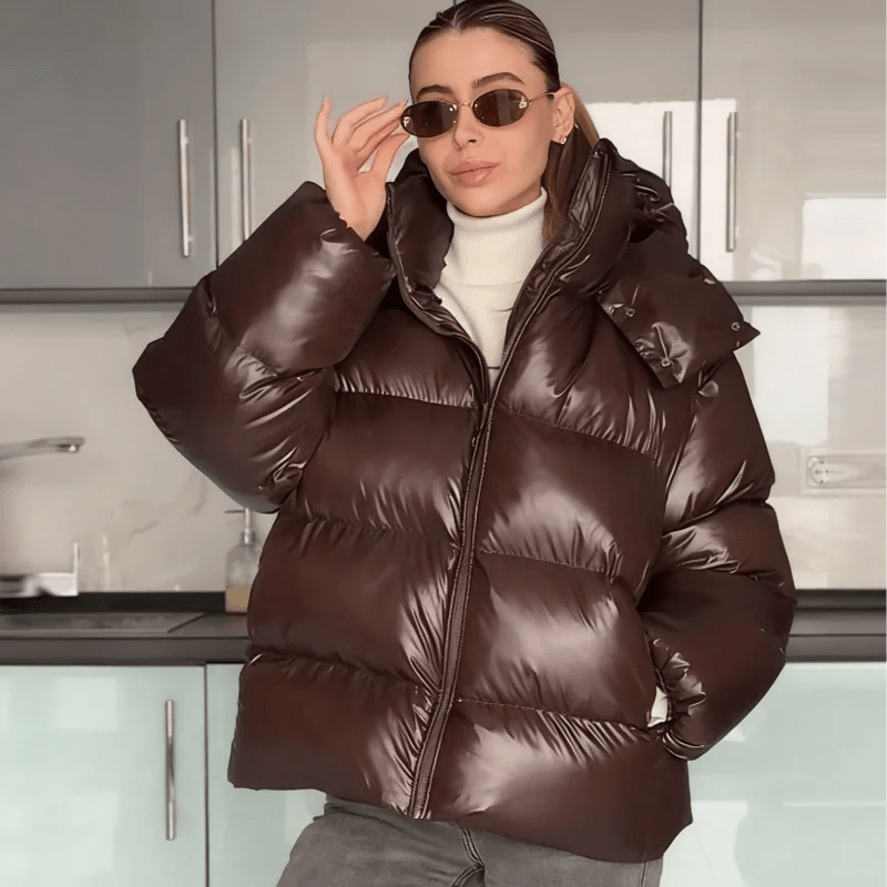 Women’s down jacket, cropped fit, shiny finish - J&B; - 12 - London-stylehouse.com